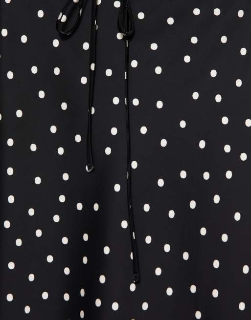 Pull&Bear Satin drawstring midi skirt in print 1, 6 of 7