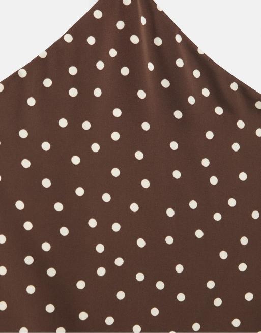 Pull&Bear Satin-Halterneck-Top mit braunen Punkten, 6 von 7