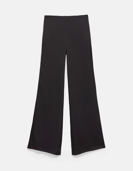 Pull&Bear Satin-Hose mit geradem Bein in Schwarz, 7 von 7