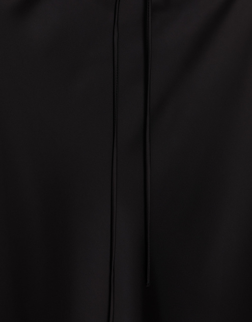 Pull&Bear Satin-Midirock mit Tunnelzug in Schwarz, 7 von 7