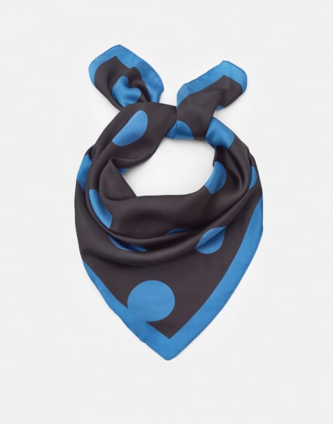 Pull&Bear Satin polka dot bandana in blue - view 1