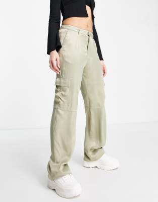 green straight leg cargo pants