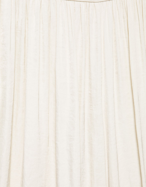 Pull&Bear satinbyxor med vida ben i beige, 6 av 7