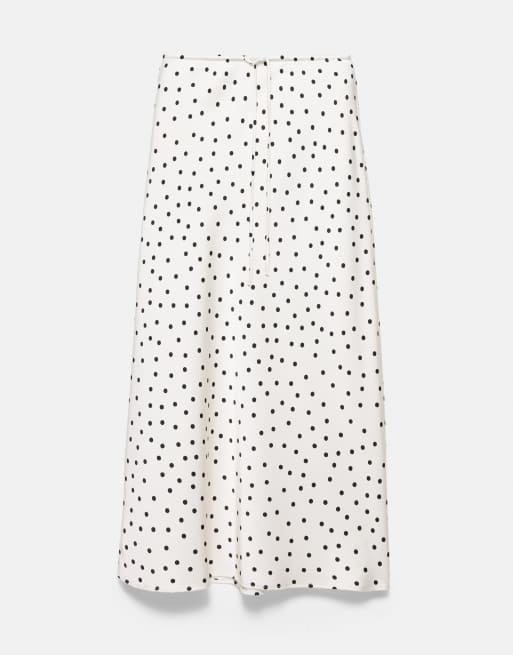 Pull&Bear satinmidikjol med dragsko i vitt, 5 av 7
