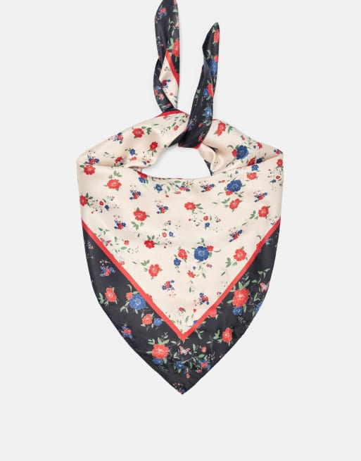Pull&Bear scarf med blommigt tryck i beige melerad, 4 av 6