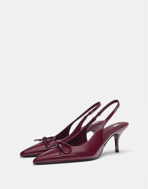 Pull&Bear - Scarpe con tacco alto in pelle sintetica verniciata bordeaux - view 1