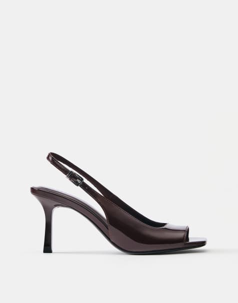Pull&Bear - Scarpe con tacco marroni con cinturino posteriore - view 1