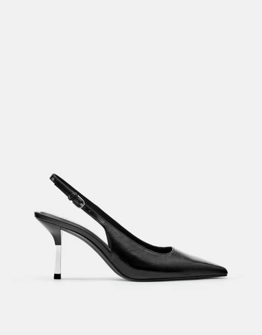 Pull&Bear scarpe con tacco nere con dettaglio, 1 di 4