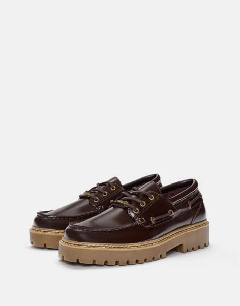 Pull&Bear - Scarpe da barca marroni con suola spessa - view 1