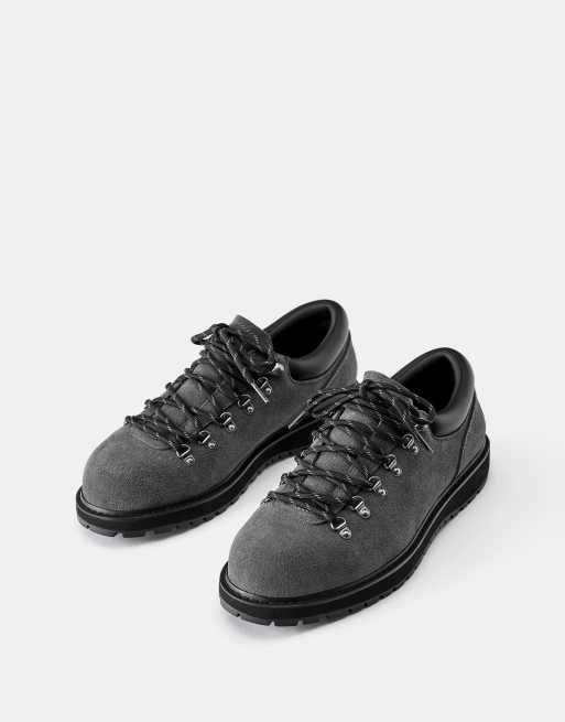 Pull&Bear scarpe da trekking in pelle grigie, 2 di 5