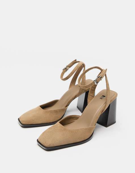 Pull&Bear - Scarpe marroni con tacco largo e cinturino posteriore - view 1