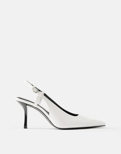 Pull&Bear scarpe slingback con tacco alto bianche - view 1