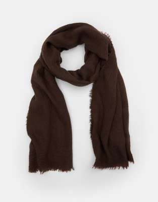 Pull & Bear - Schal aus Chiffon in Schokobraun-Bunt