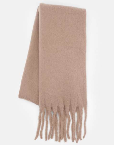 Pull&Bear – Schal in Mohair-Optik in Taupe - view 1