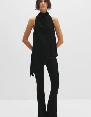 Pull & Bear - Schimmernde Schlaghose in Schwarz