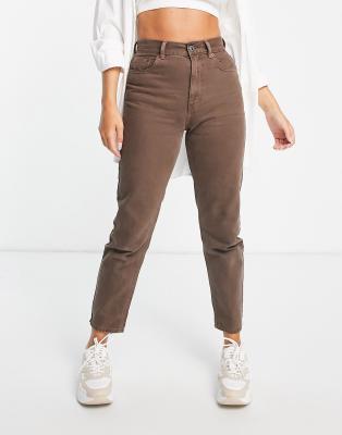 Pull\u0026Bear – Schlichte Mom-Jeans in Braun | ASOS