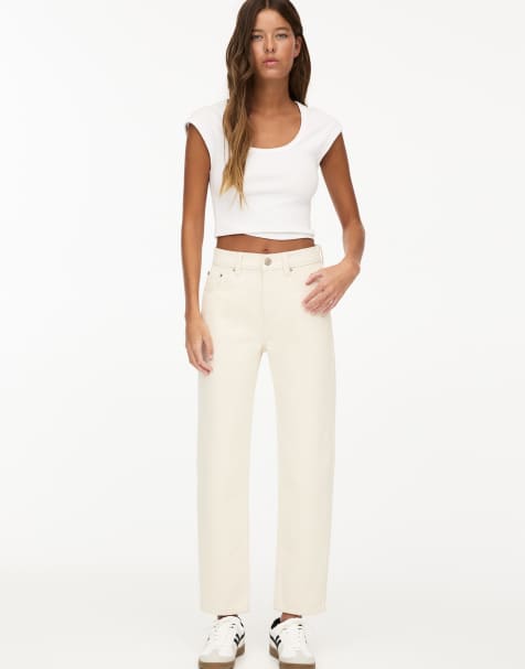 Pull&Bear – Schlichte Mom-Jeans in Sandbeige - view 1