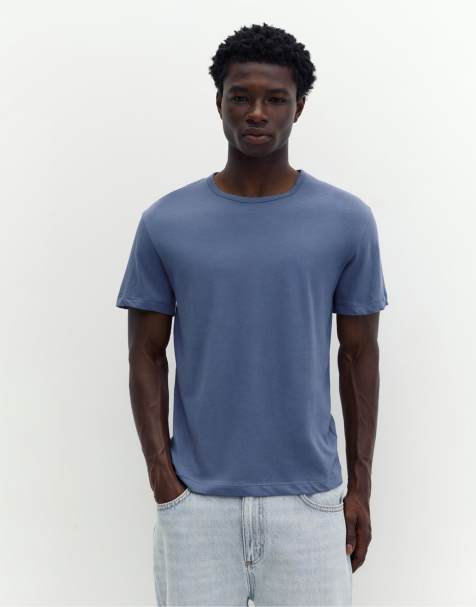 Pull&Bear – Schlichtes Slim-Fit-T-Shirt in Blau - view 1