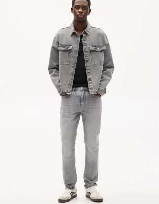 Pull&Bear – Schmal geschnittene Jeans in Dunkelgrau - view 1