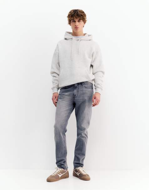 Pull&Bear – Schmal geschnittene Jeans in Dunkelgrau - view 1