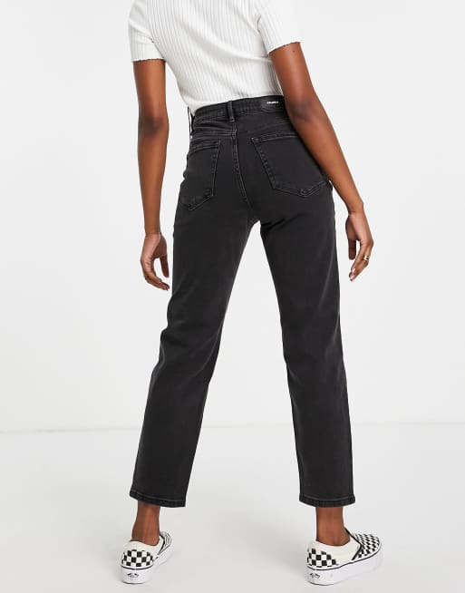 Pull&Bear – Schmal geschnittene Mom-Jeans in Schwarz, 4 von 4