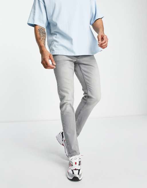 Pull&Bear – Schmale Jeans in Hellgrau