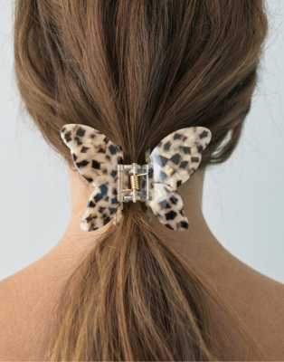 Pull & Bear - Schmetterlings-Haarklammer in Braun-Brown