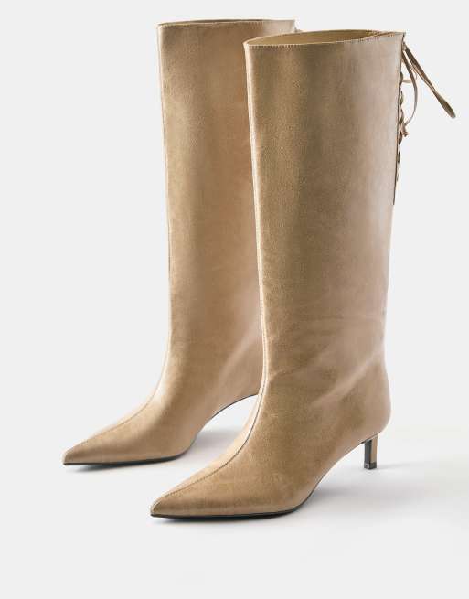 Pull&Bear Schnürstiefel mit Absatz in Braun, 2 von 5