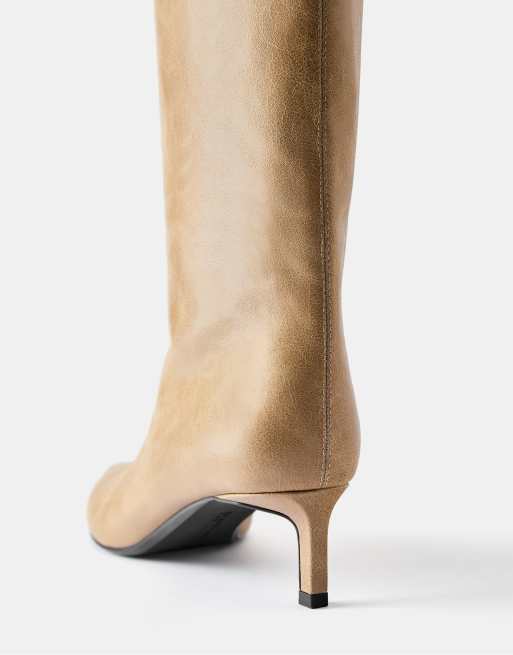 Pull&Bear Schnürstiefel mit Absatz in Braun, 3 von 5