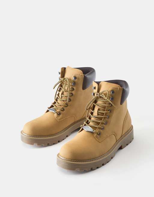 Pull&Bear Schnürstiefel mit Detail in Senfgelb, 2 von 4
