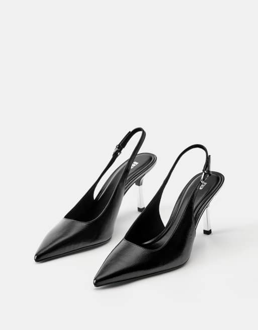 Pull&Bear schoenen met hak met detail in zwart, 2 van 4