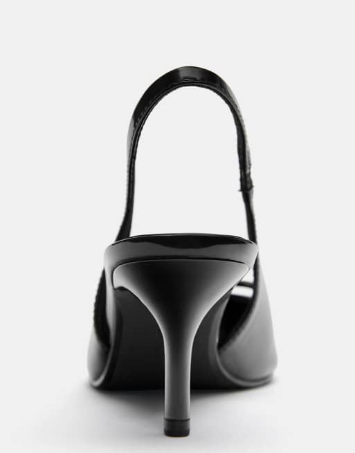 Pull&Bear - Schoenen van imitatielakleer met hoge hakken in zwart, 3 van 4