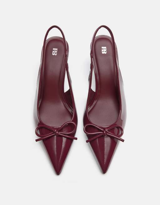 Pull&Bear - Schoenen van lakleer met hoge hakken in bordeauxrood, 2 van 4