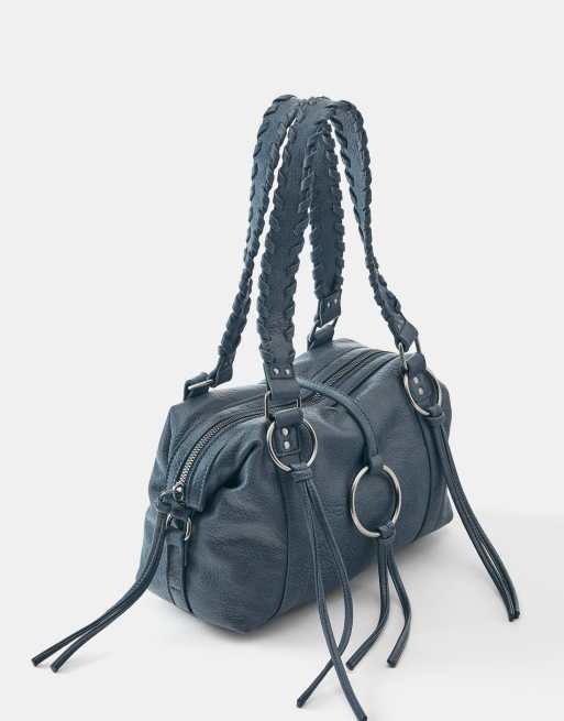Pull&Bear schoudertas met ringdetail in blauw, 3 van 5