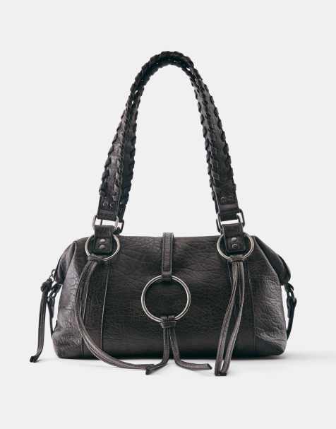 Pull&Bear schoudertas met ringdetail in bruin - view 1