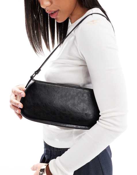 Pull&Bear – Schultertasche aus Kunstleder in Schwarz - view 1