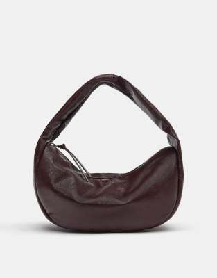 Pull & Bear - Schultertasche in Braun mit rissigem Finish-Brown