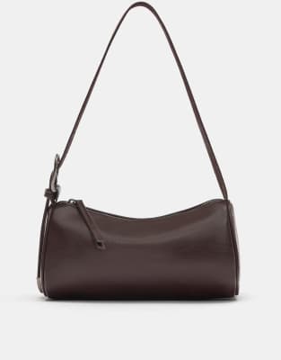 Pull & Bear - Schultertasche in Braun mit Schnalle-Brown