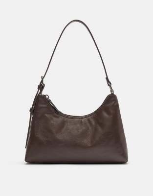 Pull & Bear - Schultertasche in Braun mit Schnallen-Brown