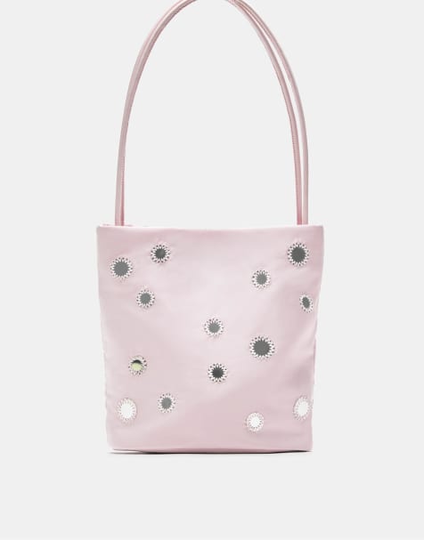 Pull&Bear – Schultertasche in Rosa mit Spiegeldetail - view 1