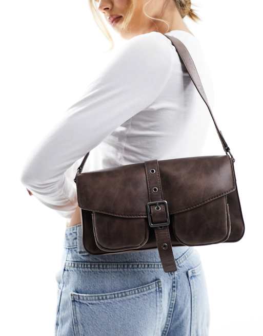 Pull&Bear - Schultertasche in Vintage-Braun