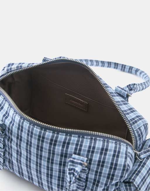 Pull&Bear Schultertasche mit Karoprint in Blau, 4 von 4