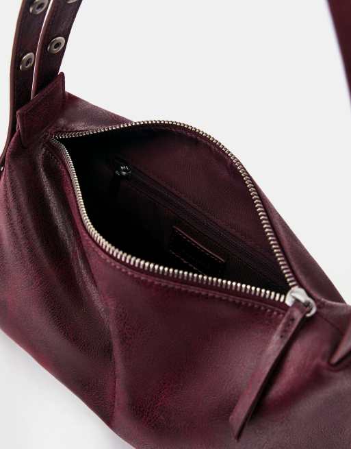 Pull&Bear Schultertasche mit Nieten in Burgunderrot, 4 von 4