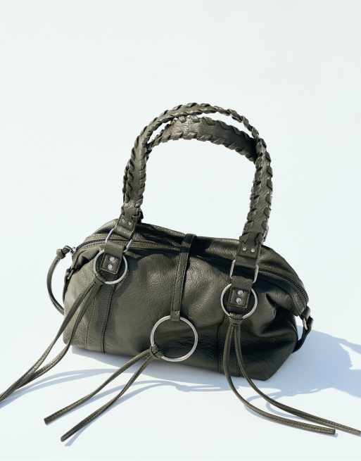 Pull&Bear Schultertasche mit Ring-Detail in Khaki, 6 von 6