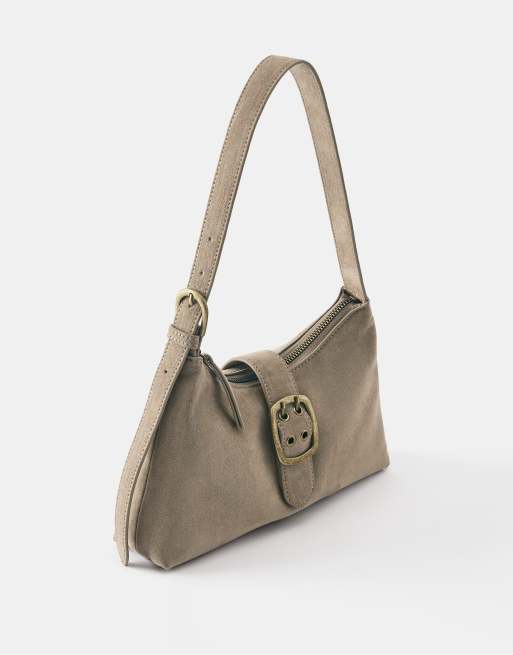 Pull&Bear Schultertasche mit Schnalle in Taupe, 2 von 4