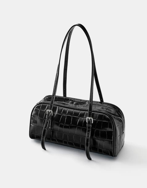 Pull&Bear Schultertasche mit Struktur in Schwarz - view 1