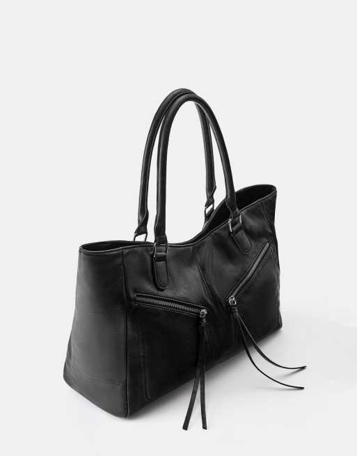 Pull&Bear – Schwarze Einkaufstasche, 2 von 4