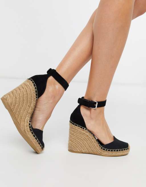 Pull&Bear - Schwarze Espadrilles mit Keilabsatz | ASOS