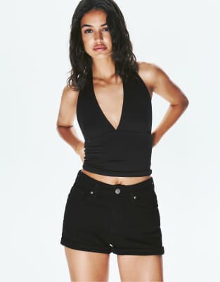 Pull & Bear - Schwarze Jeansshorts