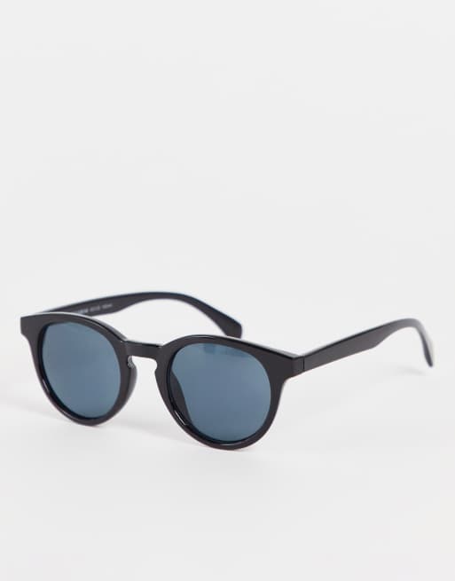 Pull&Bear – Schwarze, runde Sonnenbrille